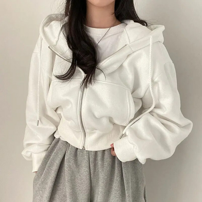 Women’s Winter Cropped Zip-Up Hoodie