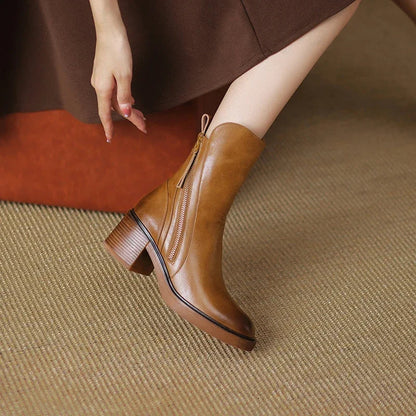 Rachel | Botas de tacón cuadrado con cremallera para mujer