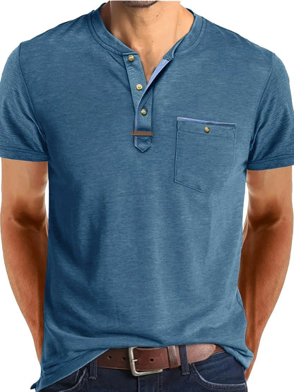 Slade | Camisa clásica de cuello redondo con bolsillo