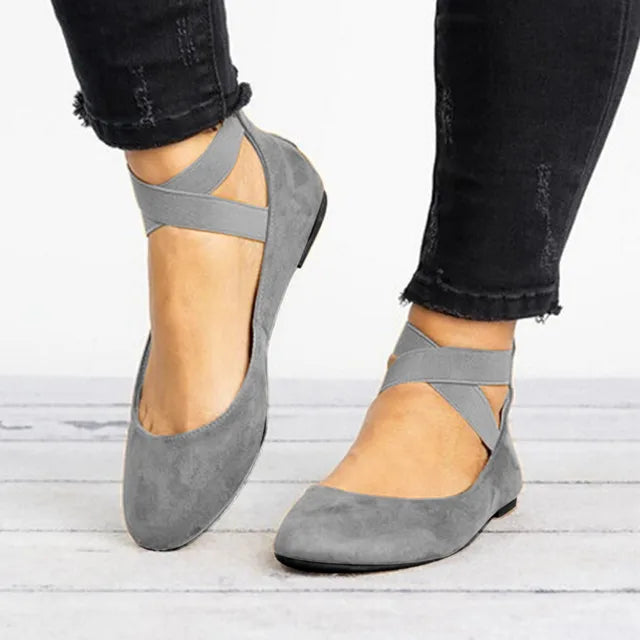 Women’s Spring Cross-Strap Real Leather Ballet Flats