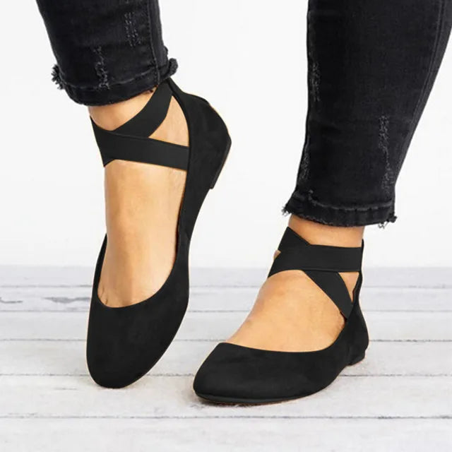 Women’s Spring Cross-Strap Real Leather Ballet Flats