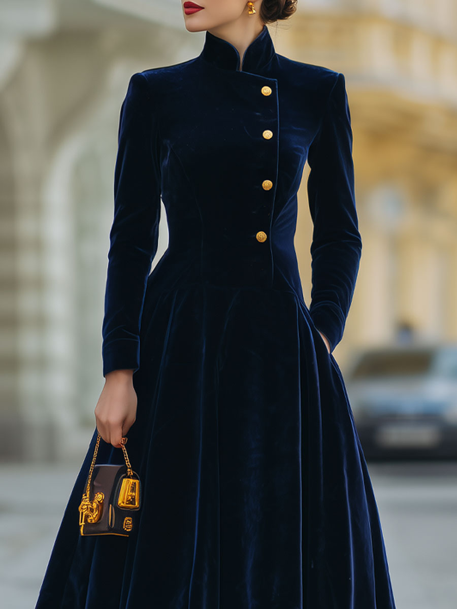 Natalia | Vestido corte A con detalles dorados