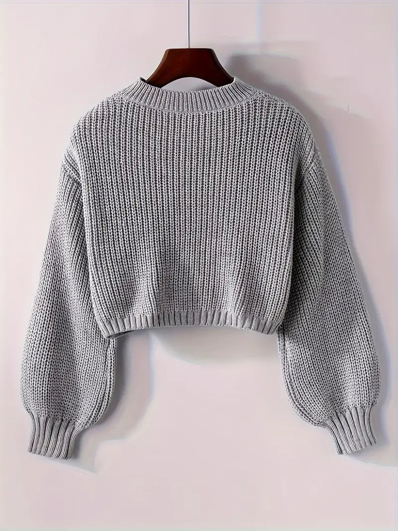 Women’s Winter Cropped Ribbed Knit Sweater