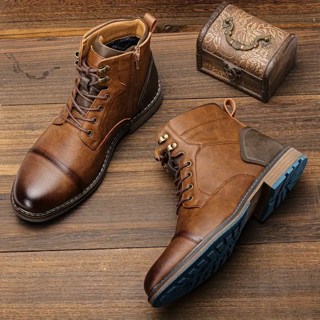Aiden | Botas vintage de cuero con cordones para hombre