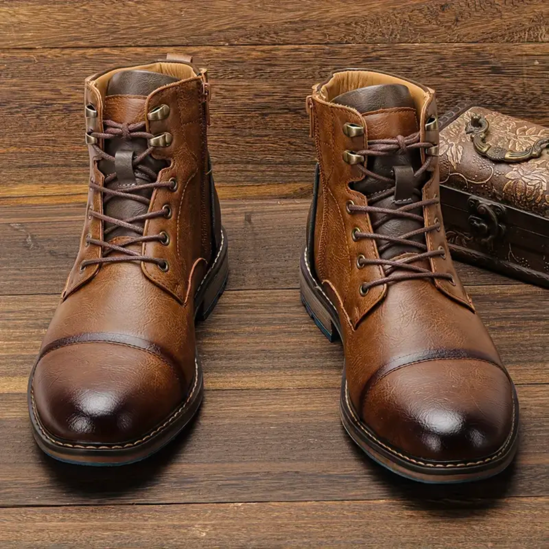 Aiden | Botas vintage de cuero con cordones para hombre