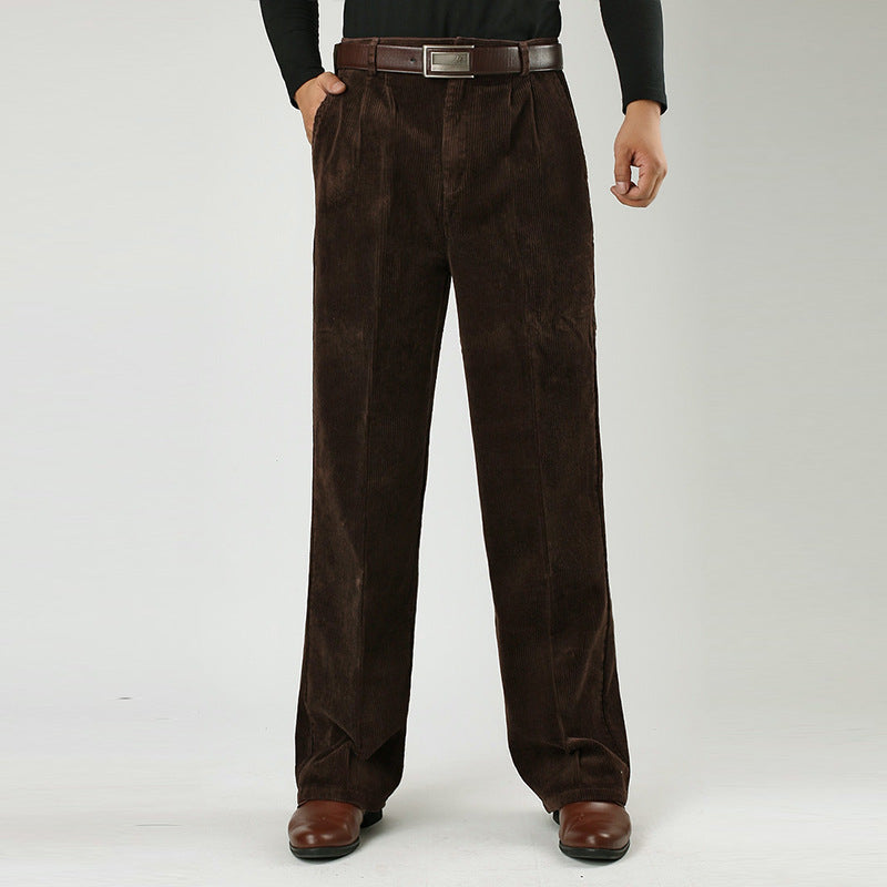 Men's Casual High-Waist Pleated Pants
