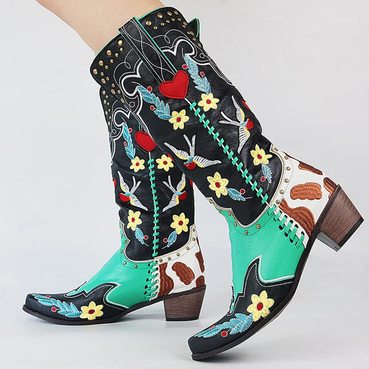Claire | Women’s Embroidered Cowboy Boots with Heel