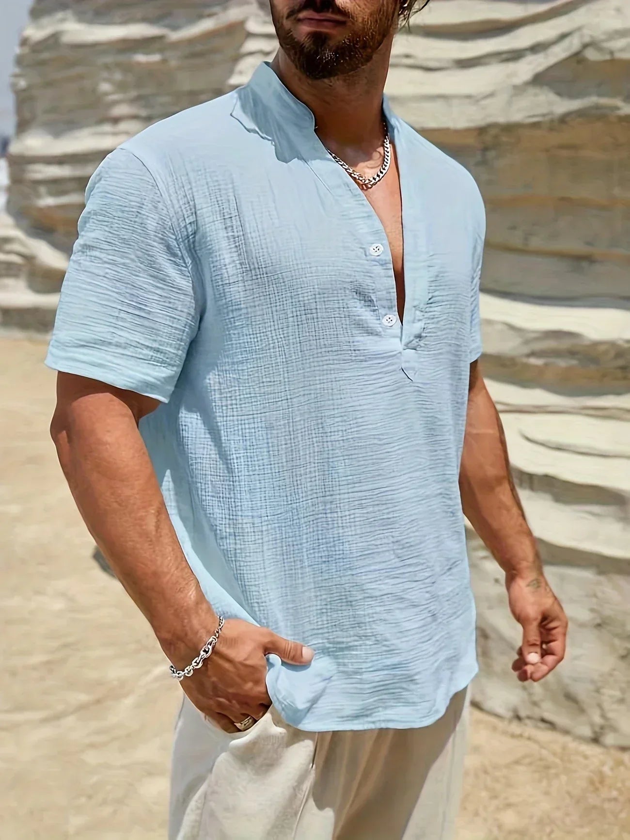 Cozy Stand-Collar Summer Shirt