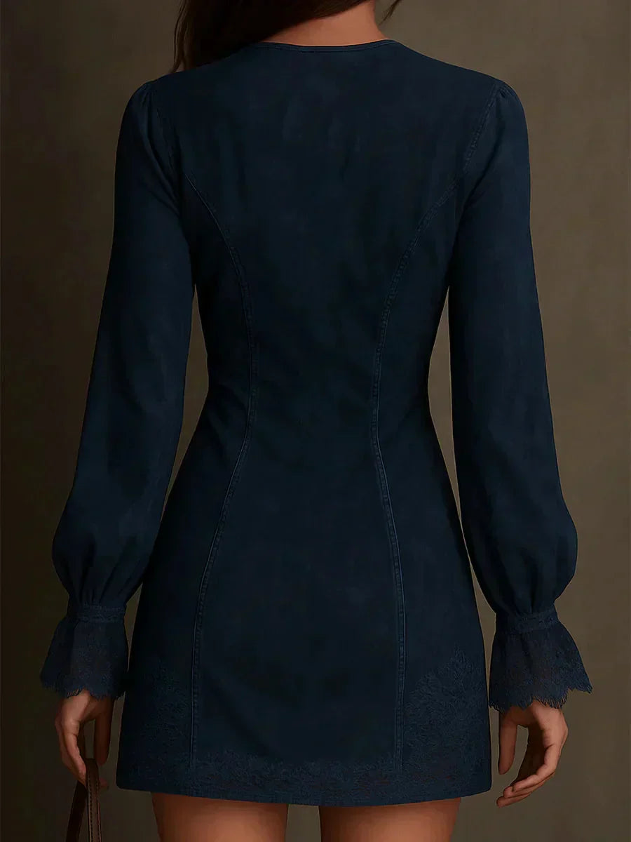 Jazmín – Minivestido azul con encaje