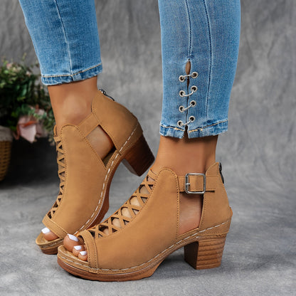 Lattice-Heel Sandals