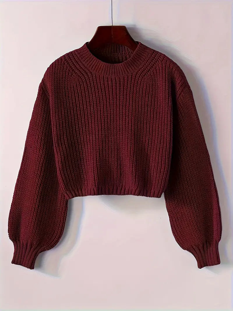Women’s Winter Cropped Ribbed Knit Sweater
