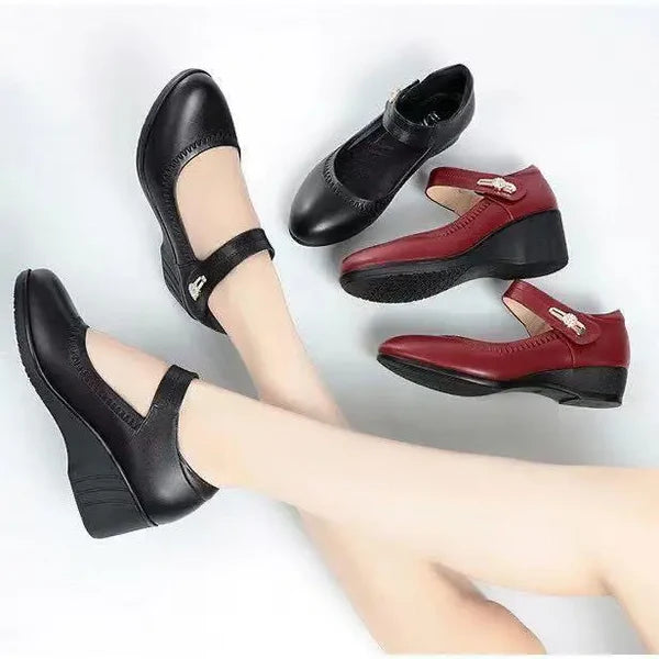 Elegant Mid-Heel Comfort Real Leather Shoes