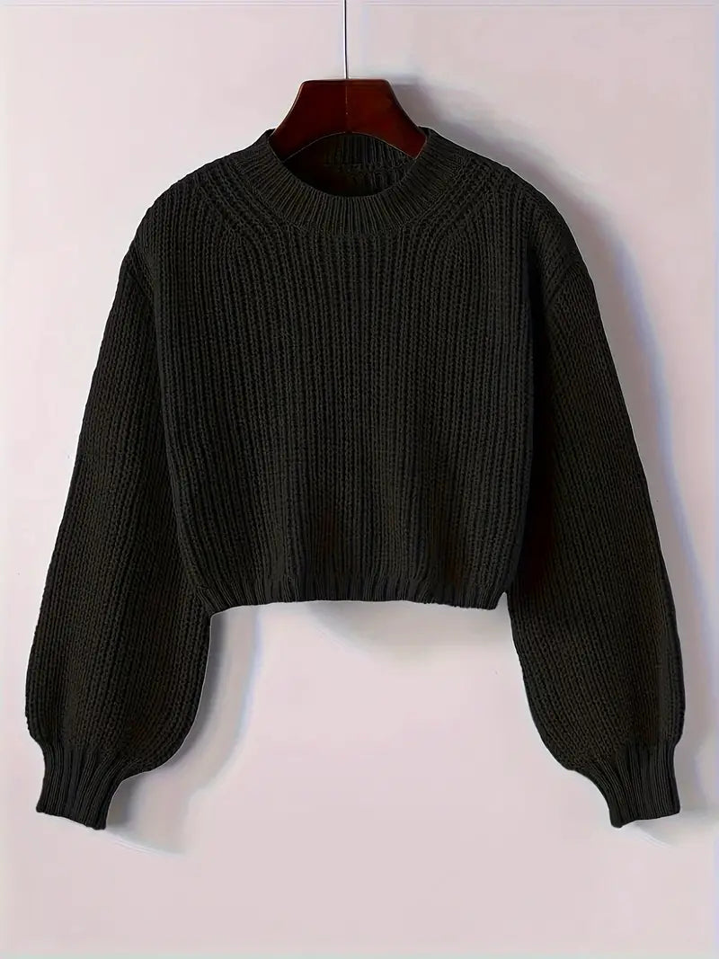 Olivia | Women’s Winter Cropped Ribbed Knit Sweater