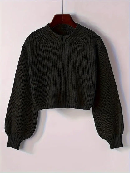 Olivia | Women’s Winter Cropped Ribbed Knit Sweater