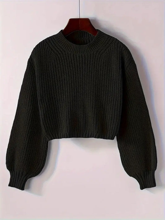 Olivia | Women’s Winter Cropped Ribbed Knit Sweater
