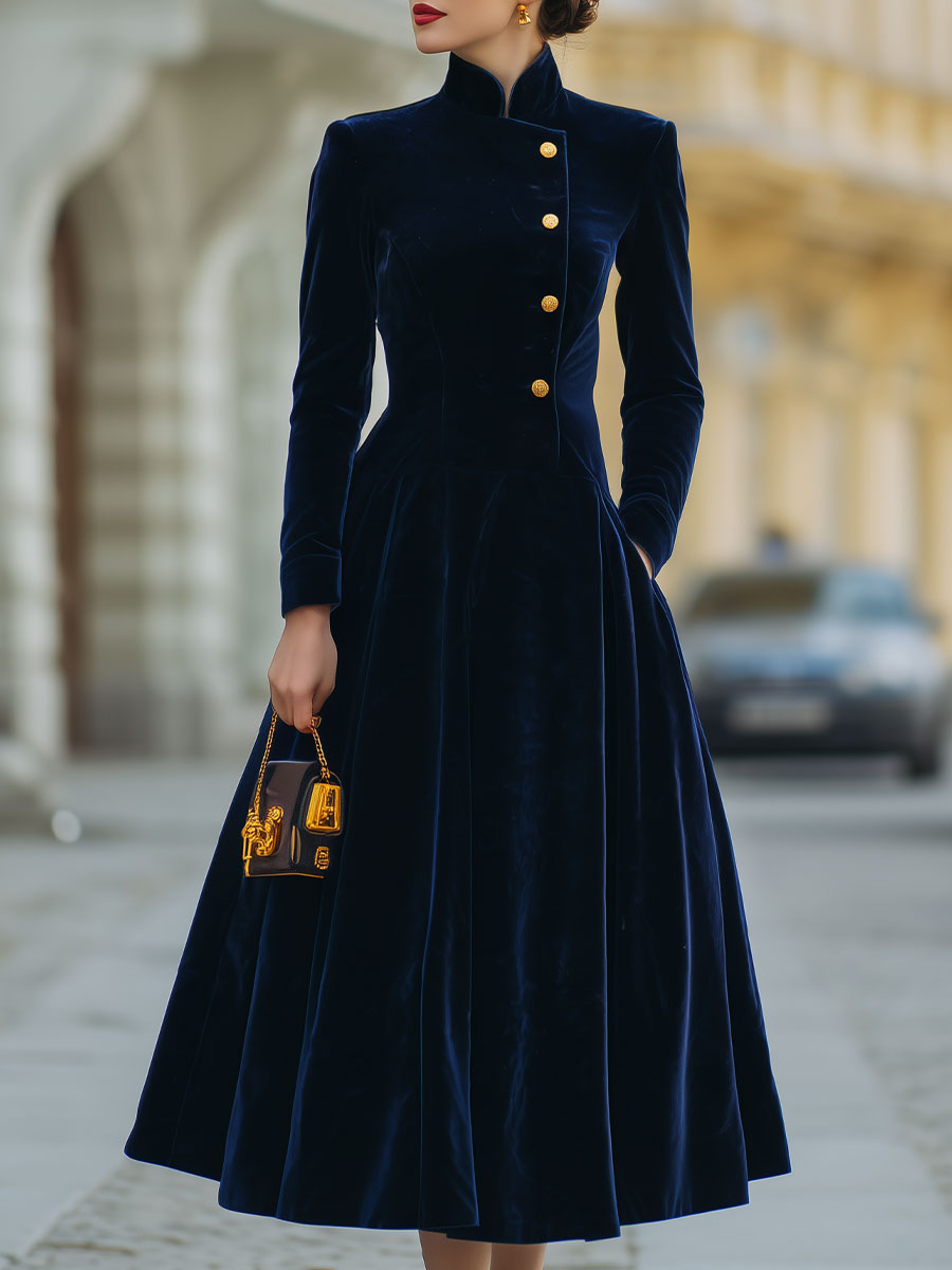 Natalia | Vestido corte A con detalles dorados