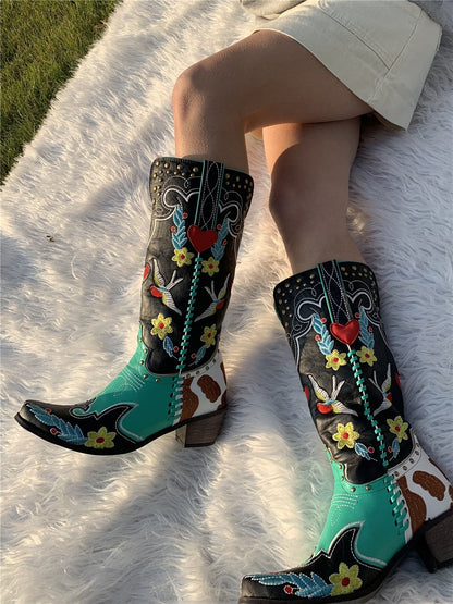 Claire | Women’s Embroidered Cowboy Boots with Heel