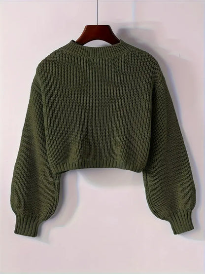 Olivia | Women’s Winter Cropped Ribbed Knit Sweater