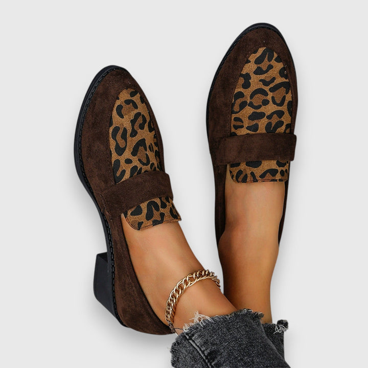 Wild Chic Leopard Print Real Leather Loafers