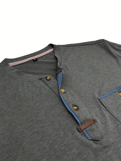 Slade | Camisa clásica de cuello redondo con bolsillo