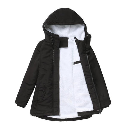 Thick Winter Coat with Hood and Quilted Lining for Winter Warmth