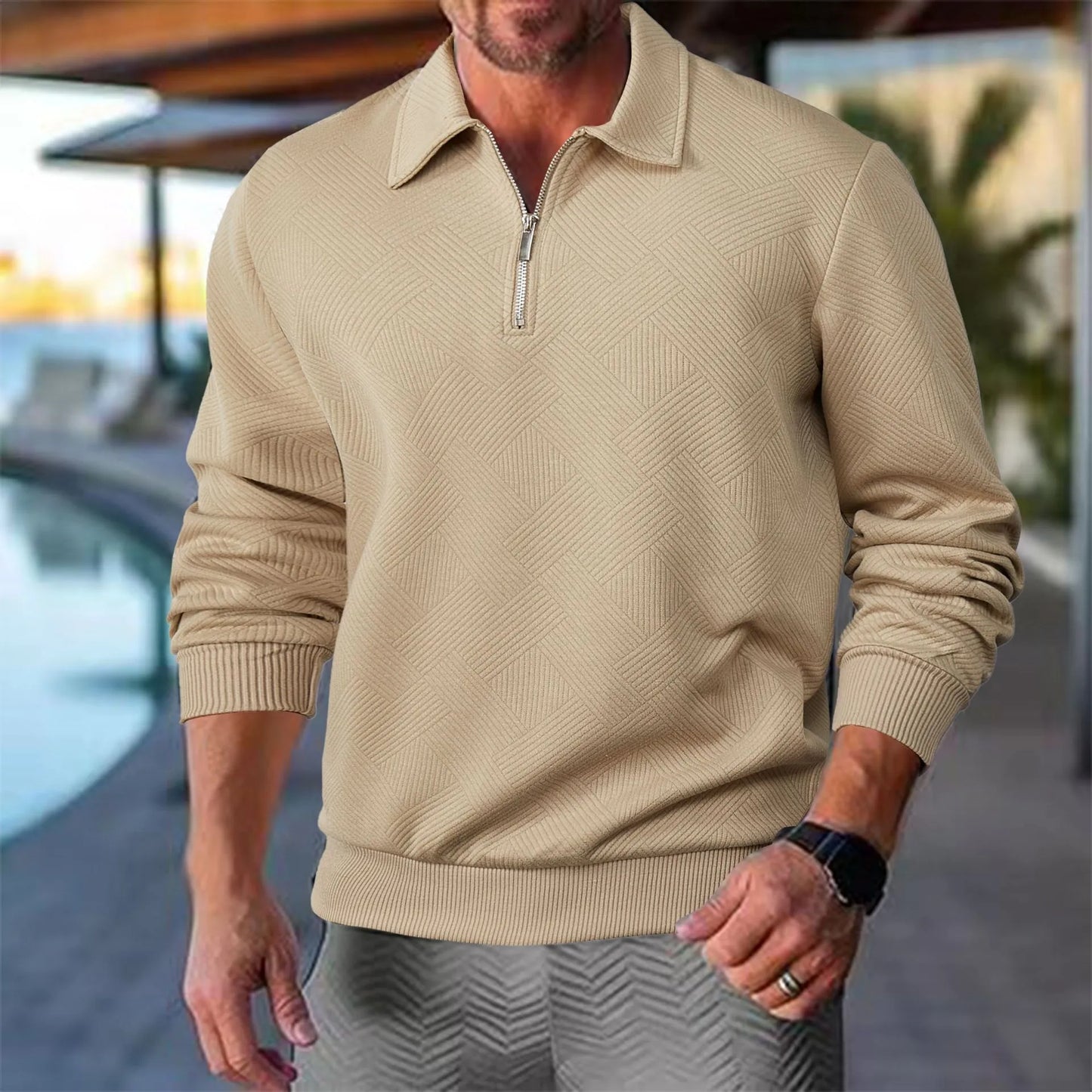 Vince | Men’s Casual Textured Design Half Zip Sweater
