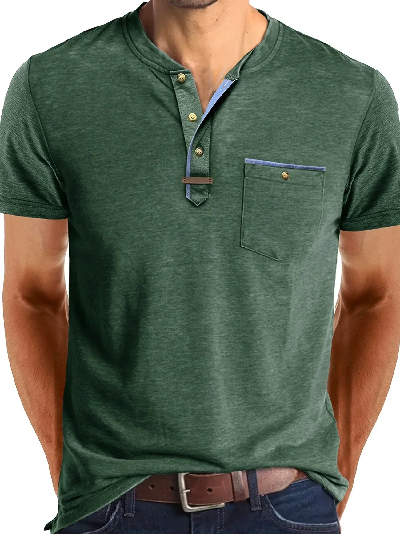 Slade | Camisa clásica de cuello redondo con bolsillo