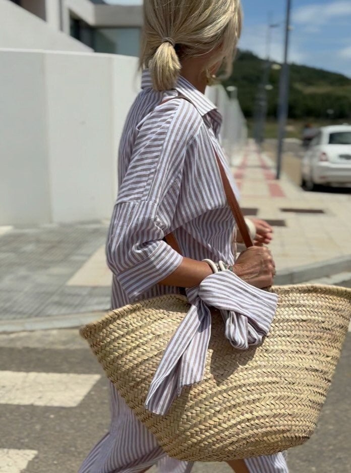 Niamh | Striped Lace-Up Shirt Dress