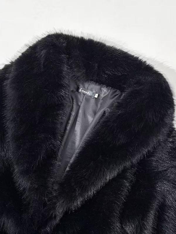 Women's Solid Color Open Faux Fur Coat