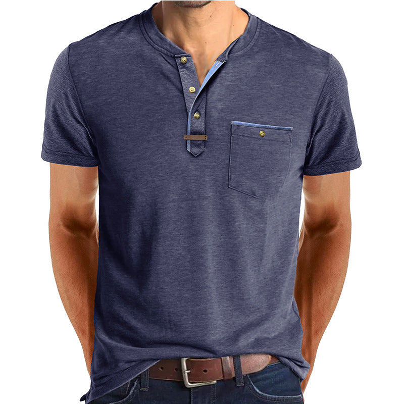 Slade | Camisa clásica de cuello redondo con bolsillo