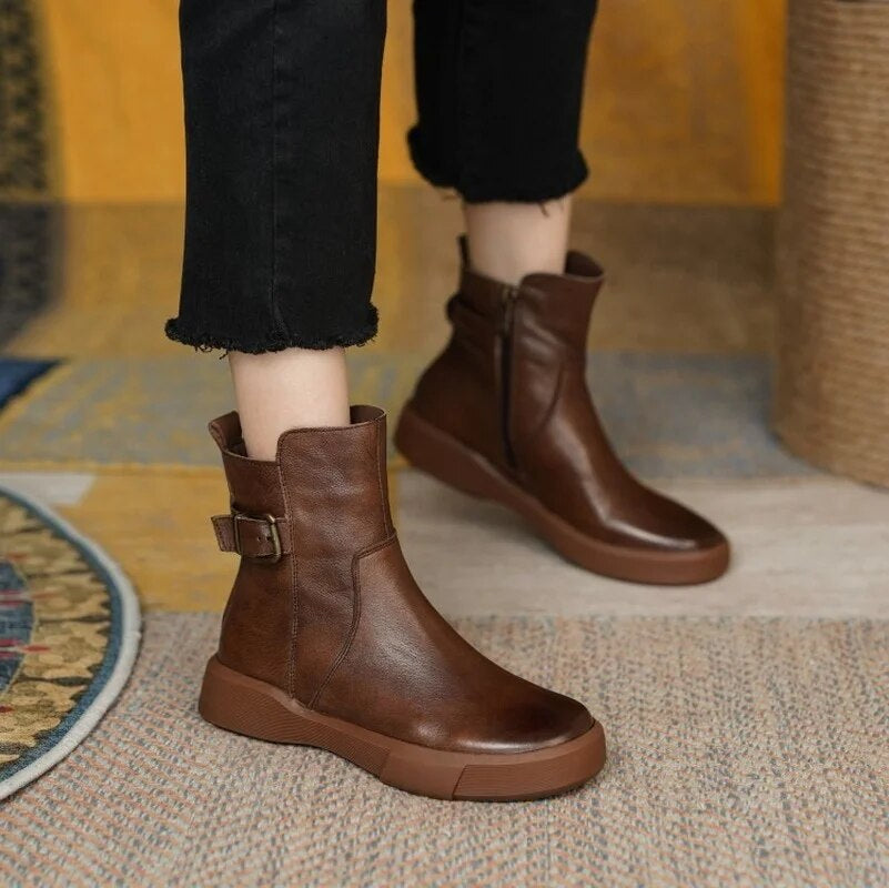 Madison | Botines de piel con hebilla para mujer