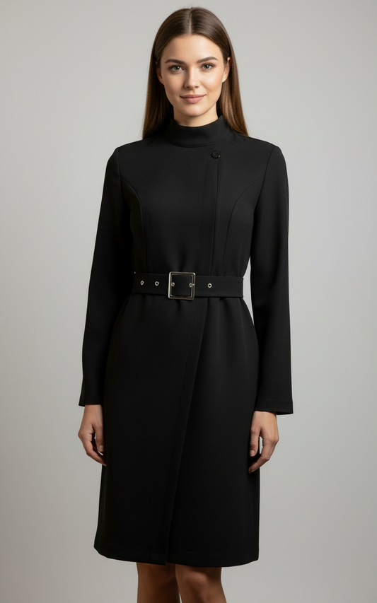 Camille | Women’s Winter Belted Midi Coat Dress