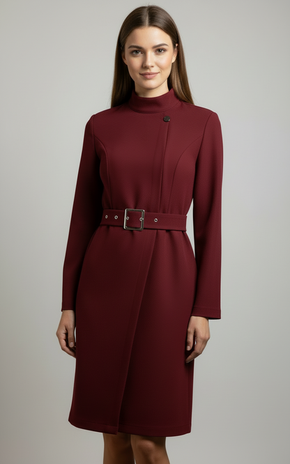 Camille | Vestido midi con cinturón de invierno para mujer 
