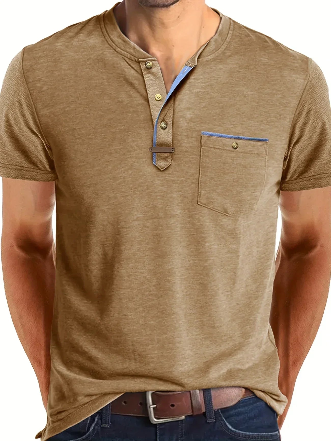 Slade | Camisa clásica de cuello redondo con bolsillo