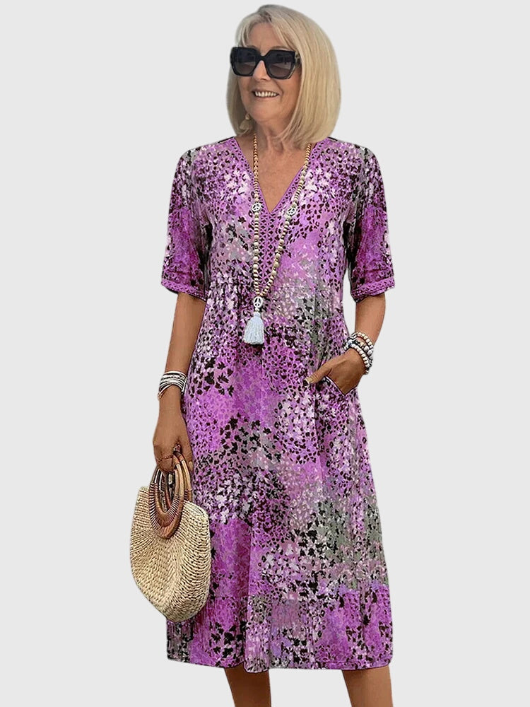 Yvonna | Elegant Floral Midi Dress