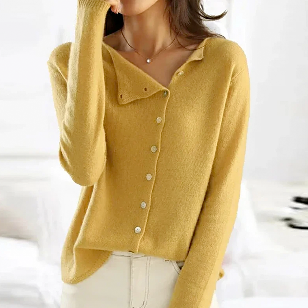 Elegant V-neck Button Sweater for Women