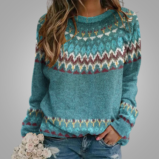 Peyton - Suéter cómodo con estampado de ondas retro
