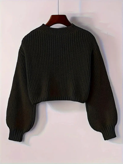 Olivia | Women’s Winter Cropped Ribbed Knit Sweater