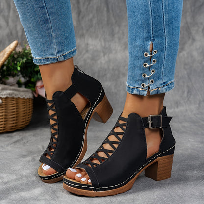 Lattice-Heel Sandals