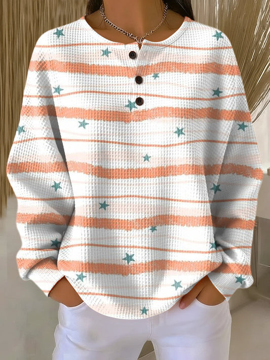 Sweater with Stripes and Star Pattern