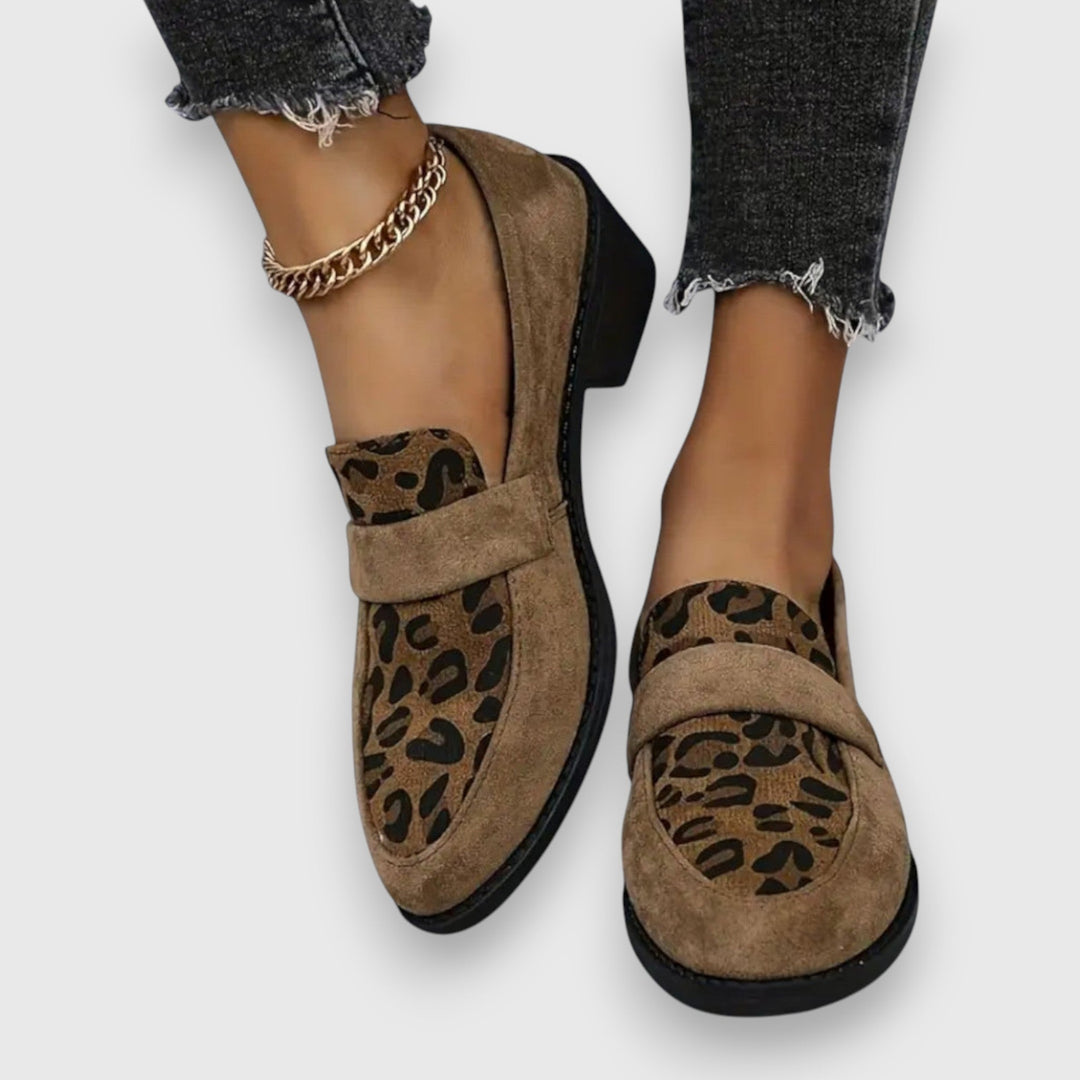 Wild Chic Leopard Print Real Leather Loafers