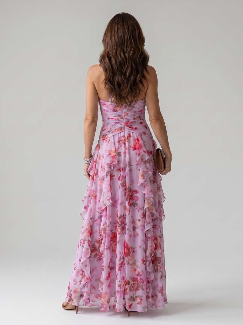 Floral Halter Maxi Dress with Ruffle Tiers