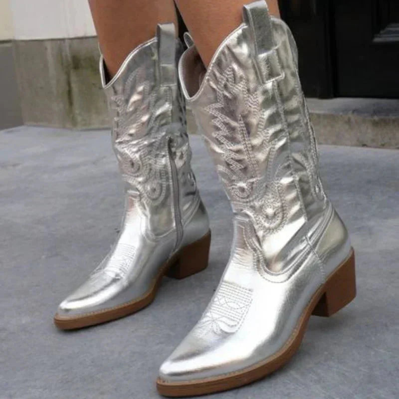 Women’s Shiny Western-Style Boots