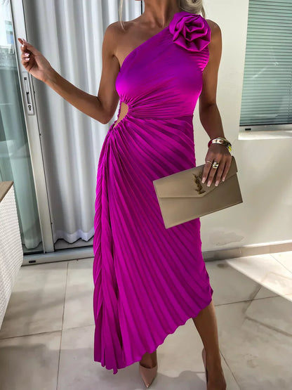 Eya™ | Vestido maxi elegante floral con un hombro