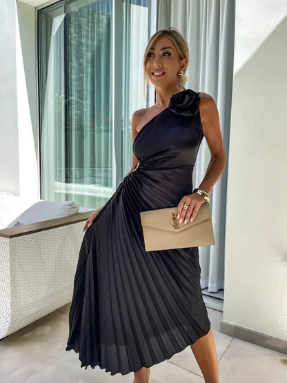 Eya™ | Vestido maxi elegante floral con un hombro