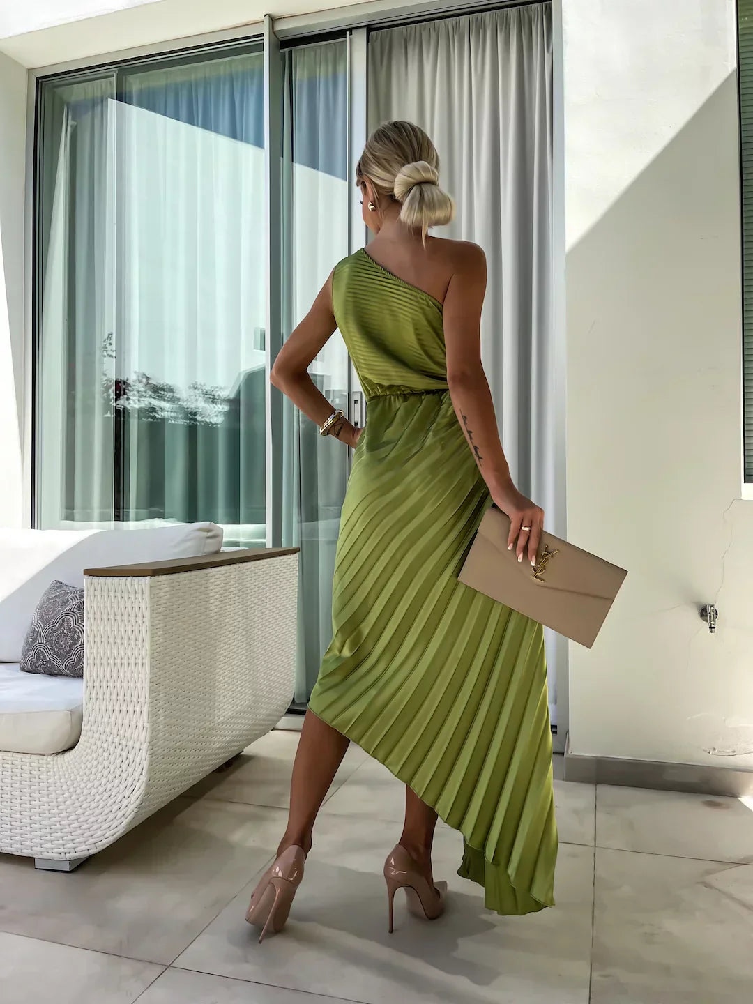 Eya™ | Vestido maxi elegante floral con un hombro
