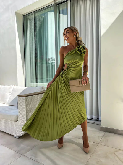 Eya™ | Vestido maxi elegante floral con un hombro
