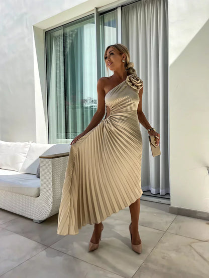 Eya™ | Vestido maxi elegante floral con un hombro