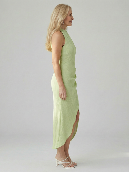 Halter Neck Midi Dress with Wrap Hem