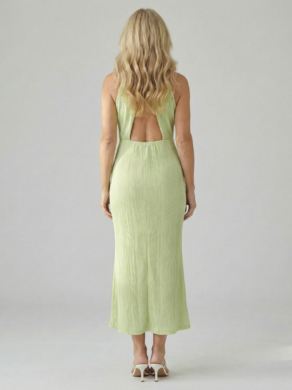 Halter Neck Midi Dress with Wrap Hem